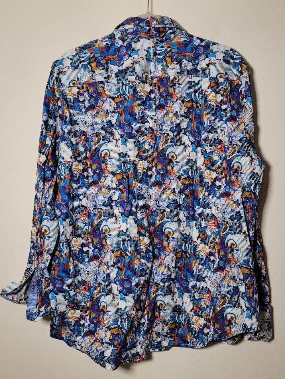 Robert Graham men's Blue Multi Floral Button-Up Shirt XL Classic Fit Abtract Y2K - Picture 2 of 10